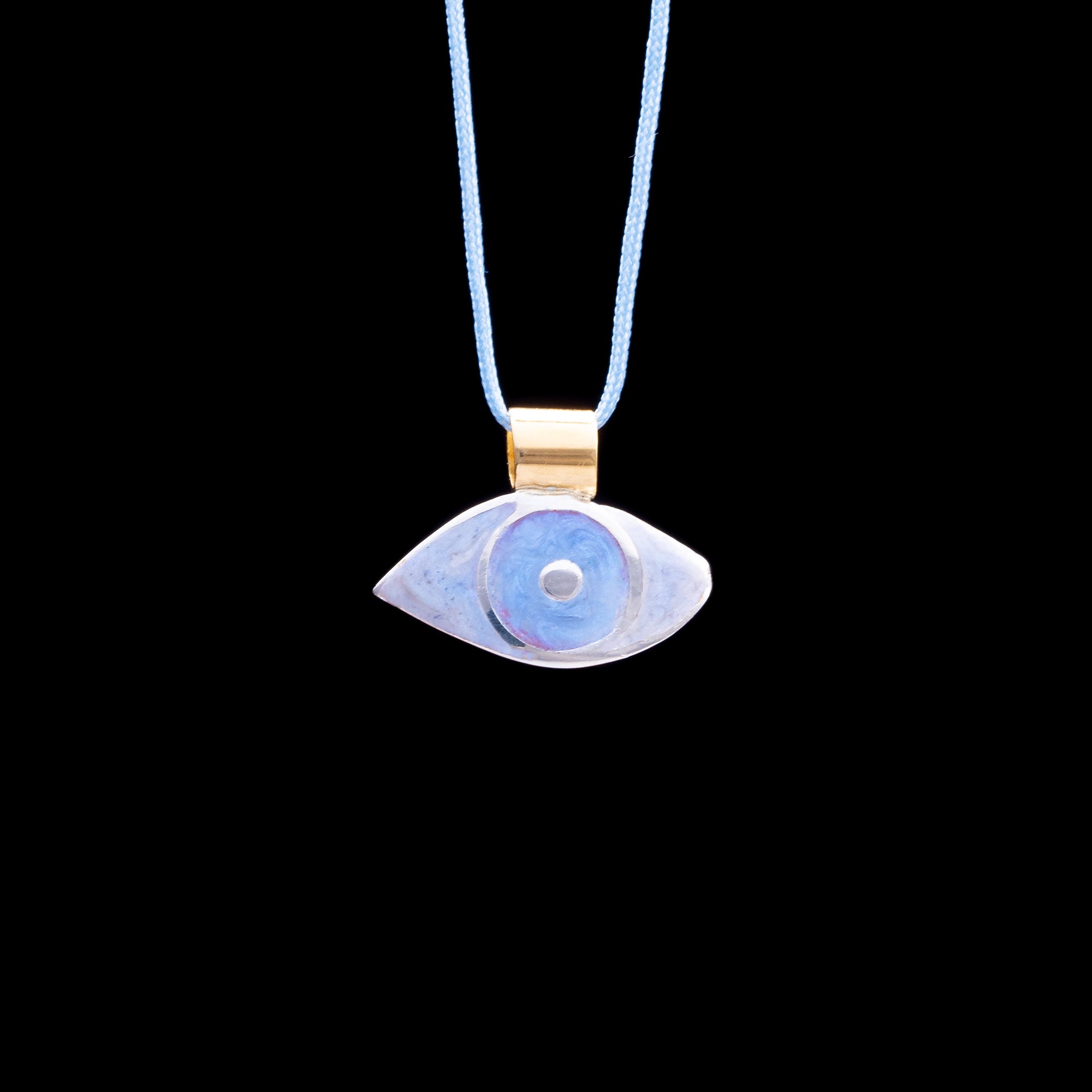Ασημένιο 925 και Χρυσό 18Κ Μενταγιόν Eye with Ring Pendant 
