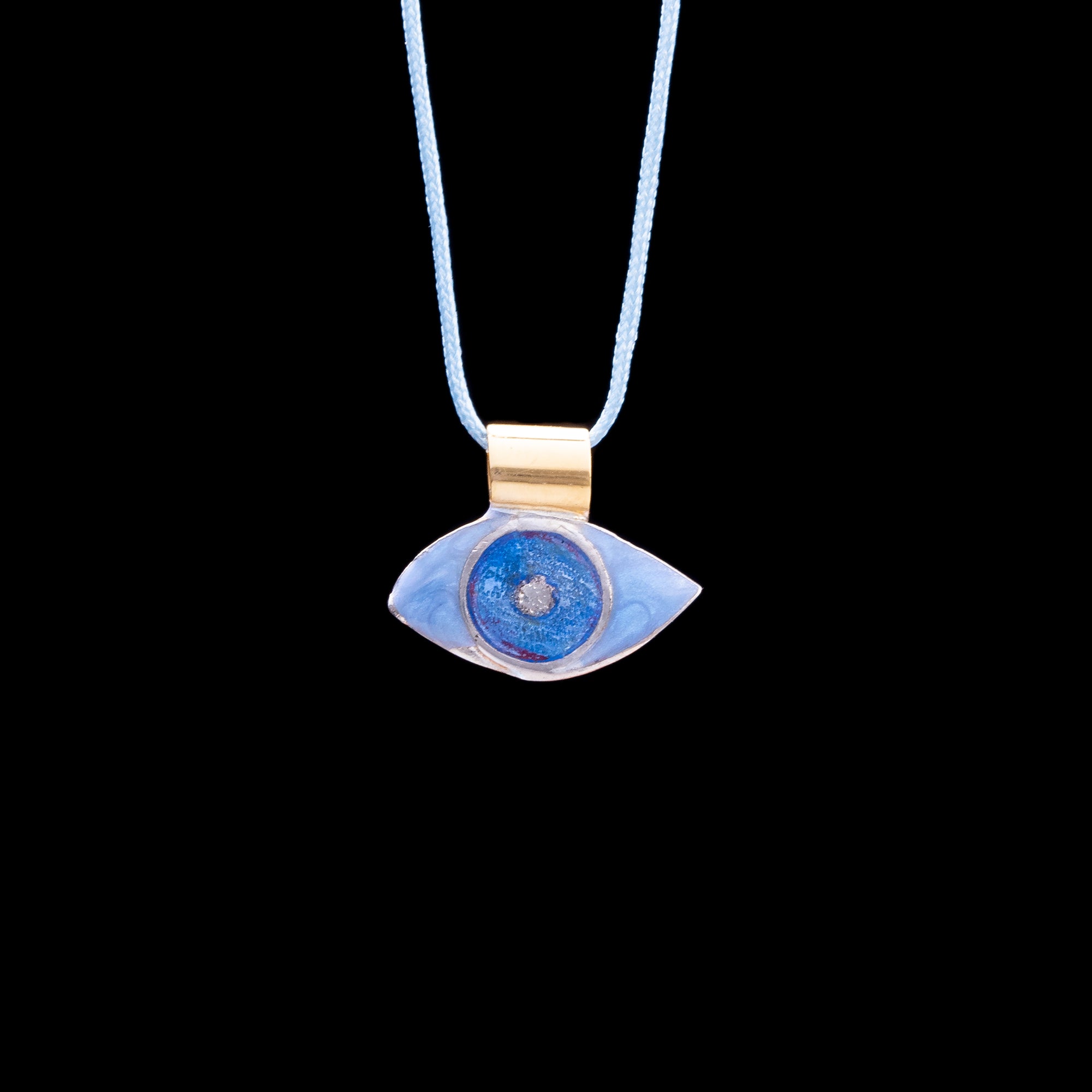 Ασημένιο 925 και Χρυσό 18Κ Μενταγιόν Eye with Ring Pendant 