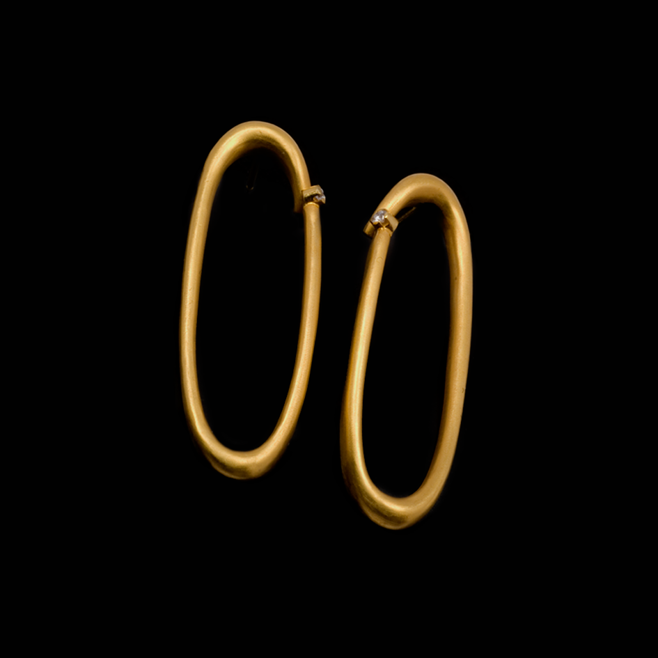 Χρυσά Σκουλαρίκια Κρίκοι 18Κ Oval Earrings