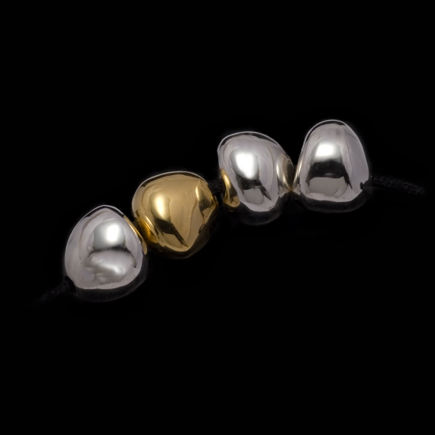 Μενταγιόν από Ασήμι 925 και Χρυσό 18Κ Pebble Worry Beads 